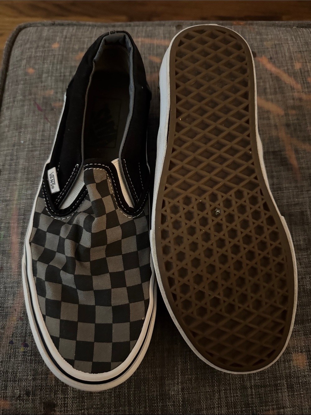 Vans Slip-On Checkerboard Sneakers - Black & Gray - Picture 2 of 7